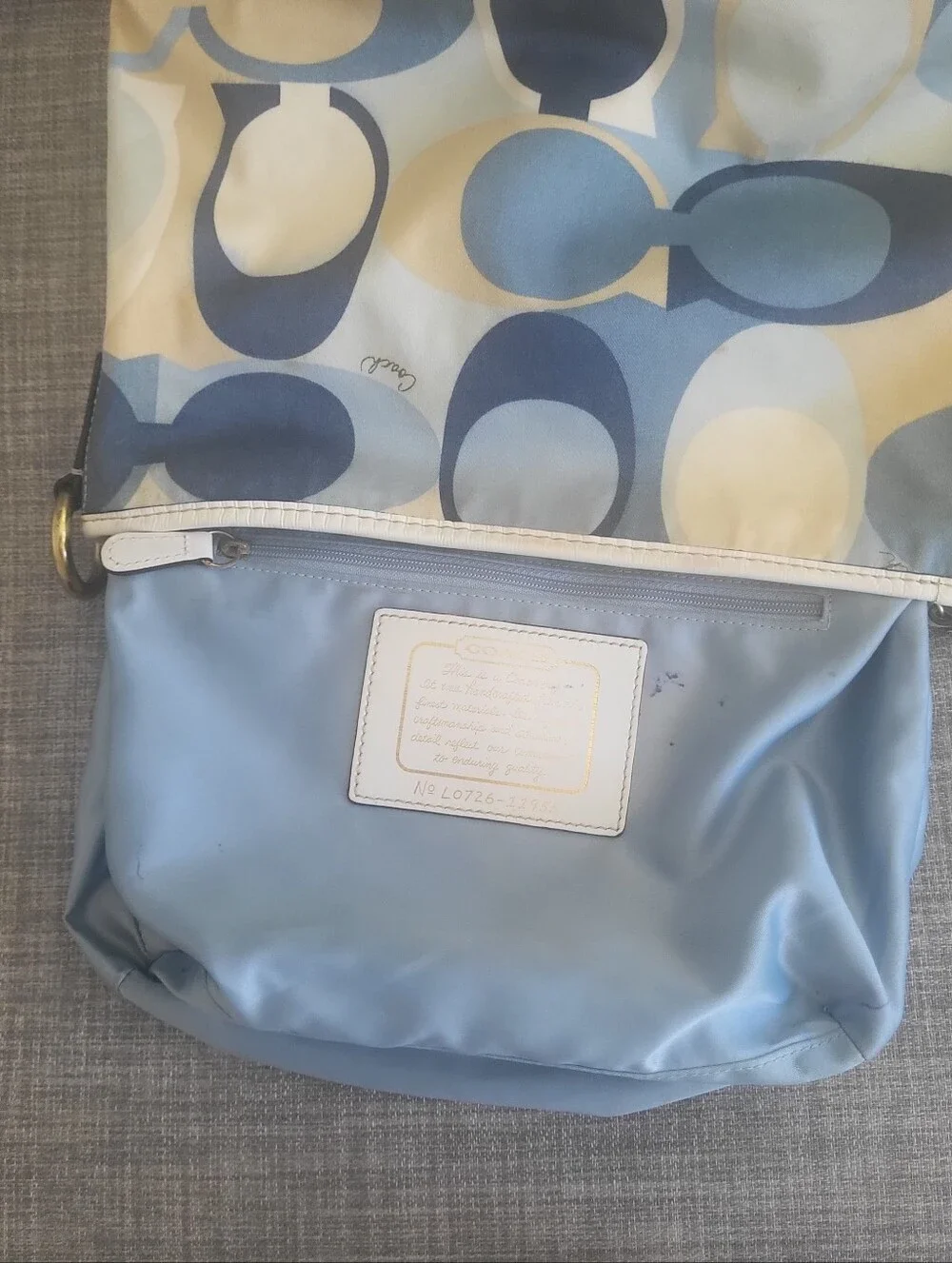 Coach Optic Signature Scarf Print Hobo Shoulder Bag 11955 Blue White Purse